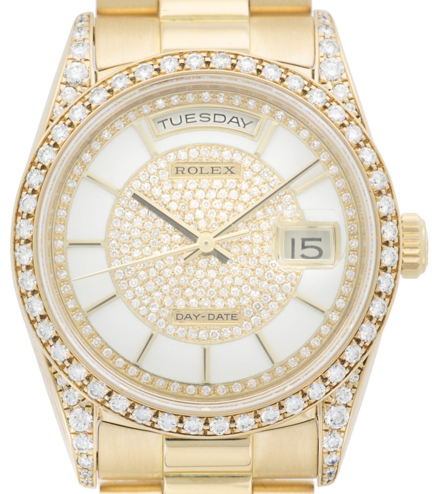 Rolex Day-Date, ref. 18388 with white enamel and diamond dial - Rolex ...