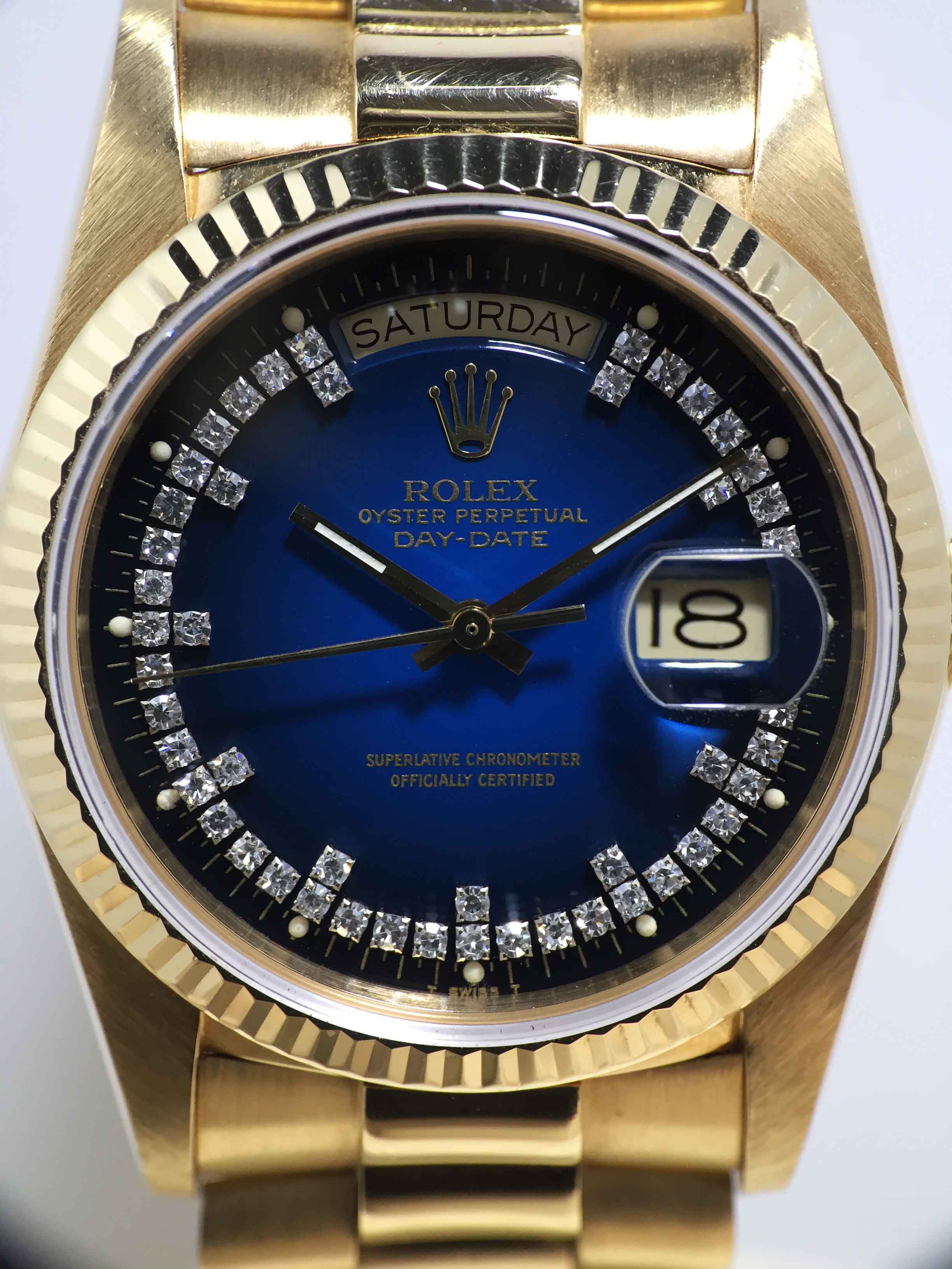1984 Rolex Day Date Blue Vignette Diamond String Dial Ref. 18038 ...