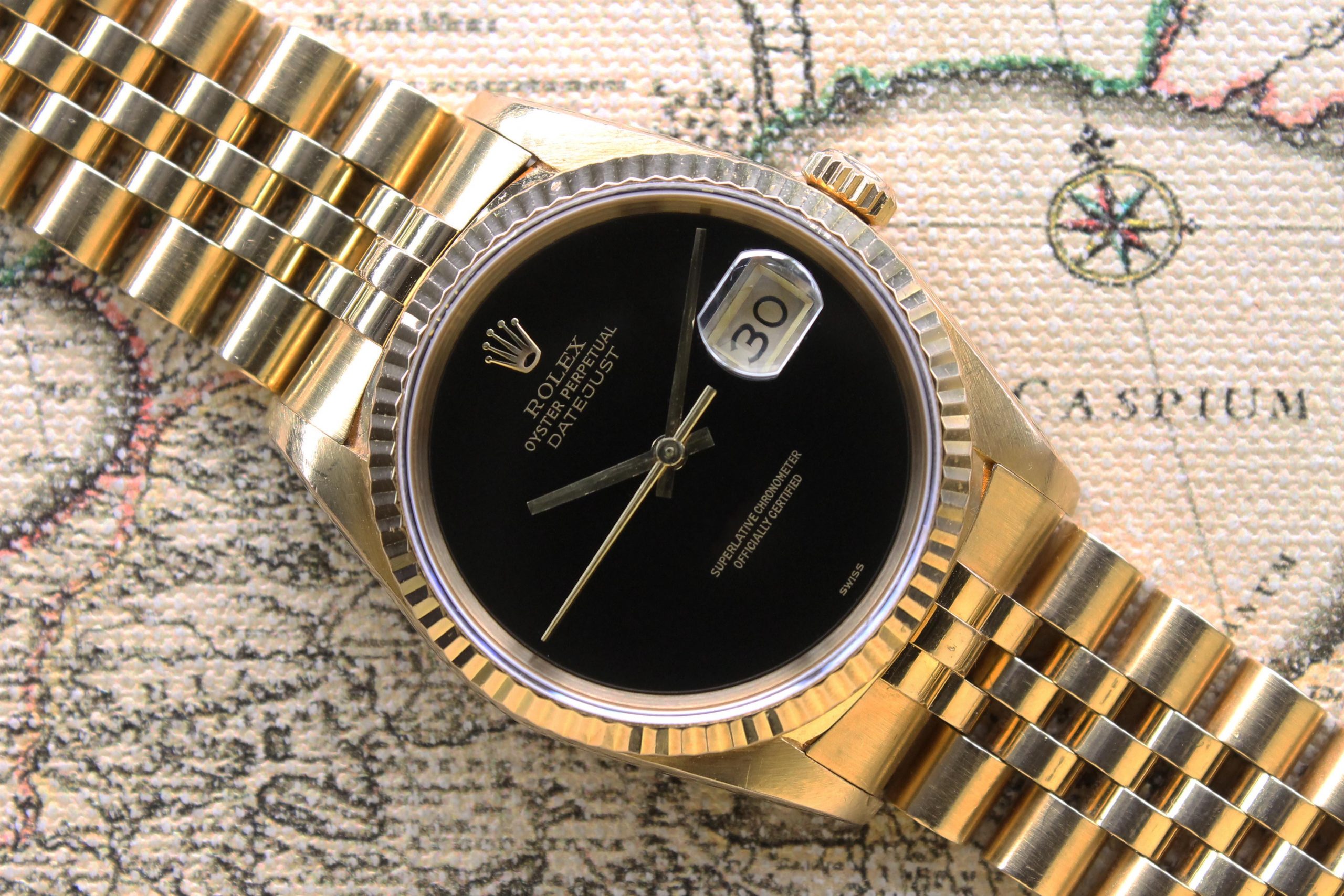 Rolex Datejust ref 16238 18K YG Black Dial circa 1991