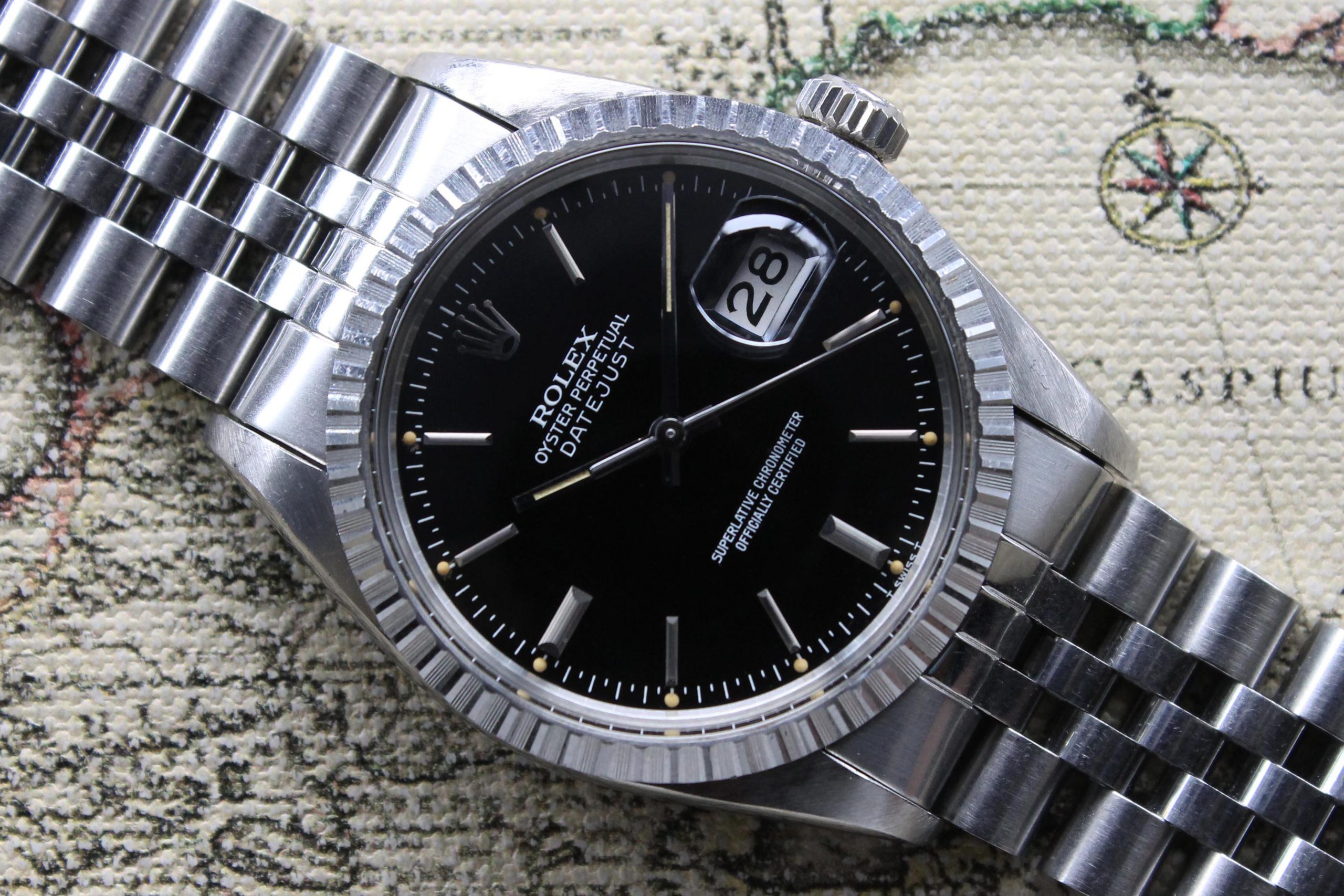 Intim Gepard stå på række 1980 Rolex Datejust Black Glossy Dial Ref. 16030 - Rolex Passion Market