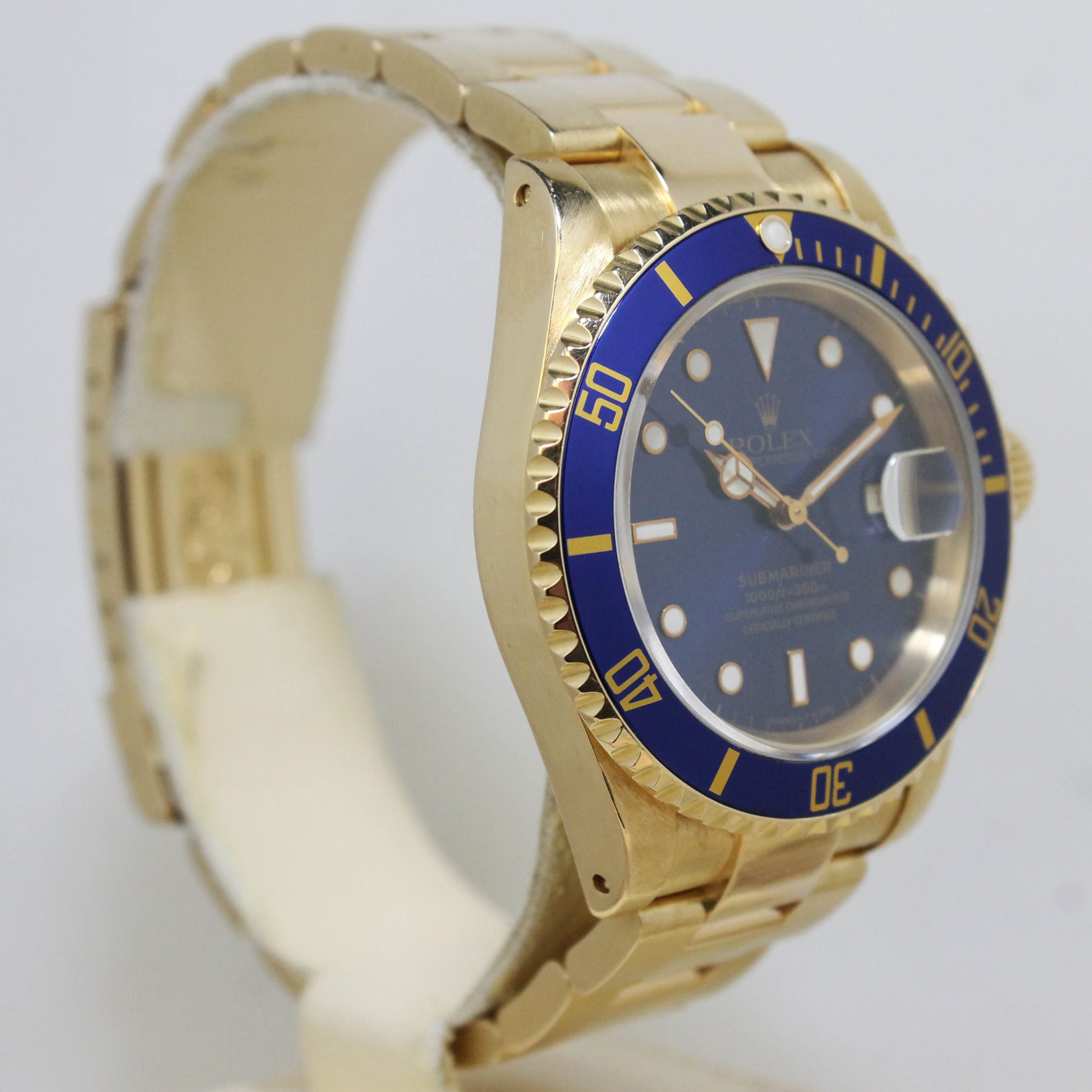 1991 Rolex Submariner 18K Unpolished Blue Tritium Dial Ref. 16618 ...