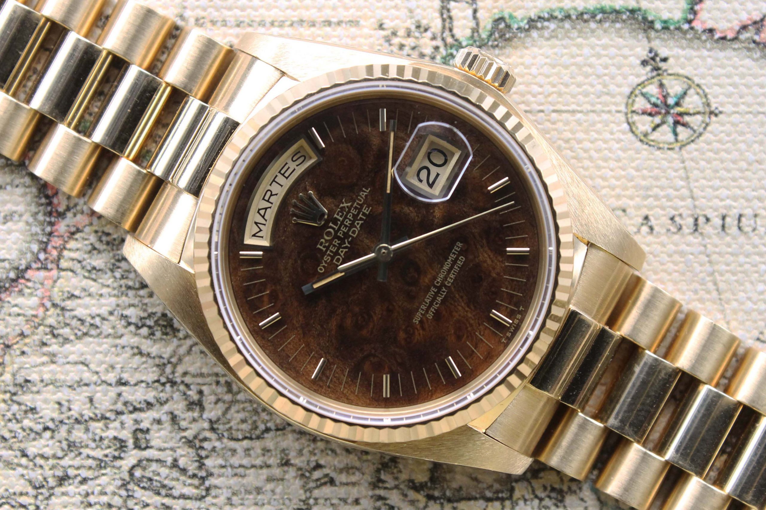 1980 Rolex Day Date Like New with Burl Wood Dial Ref. 18038