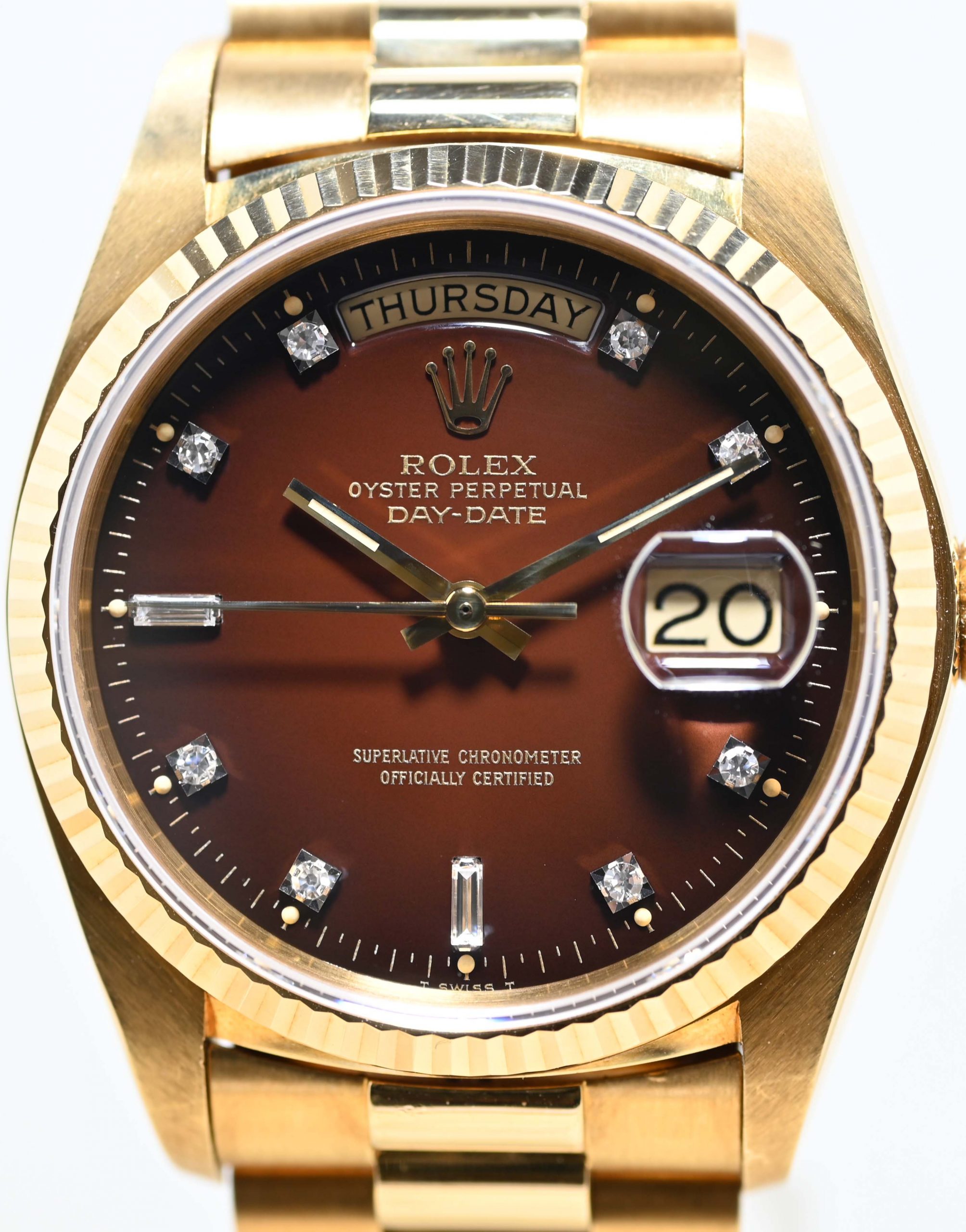 1978 ROLEX DAY DATE BROWN VIGNETTE DIAL REF. 18038 - Rolex Passion Market