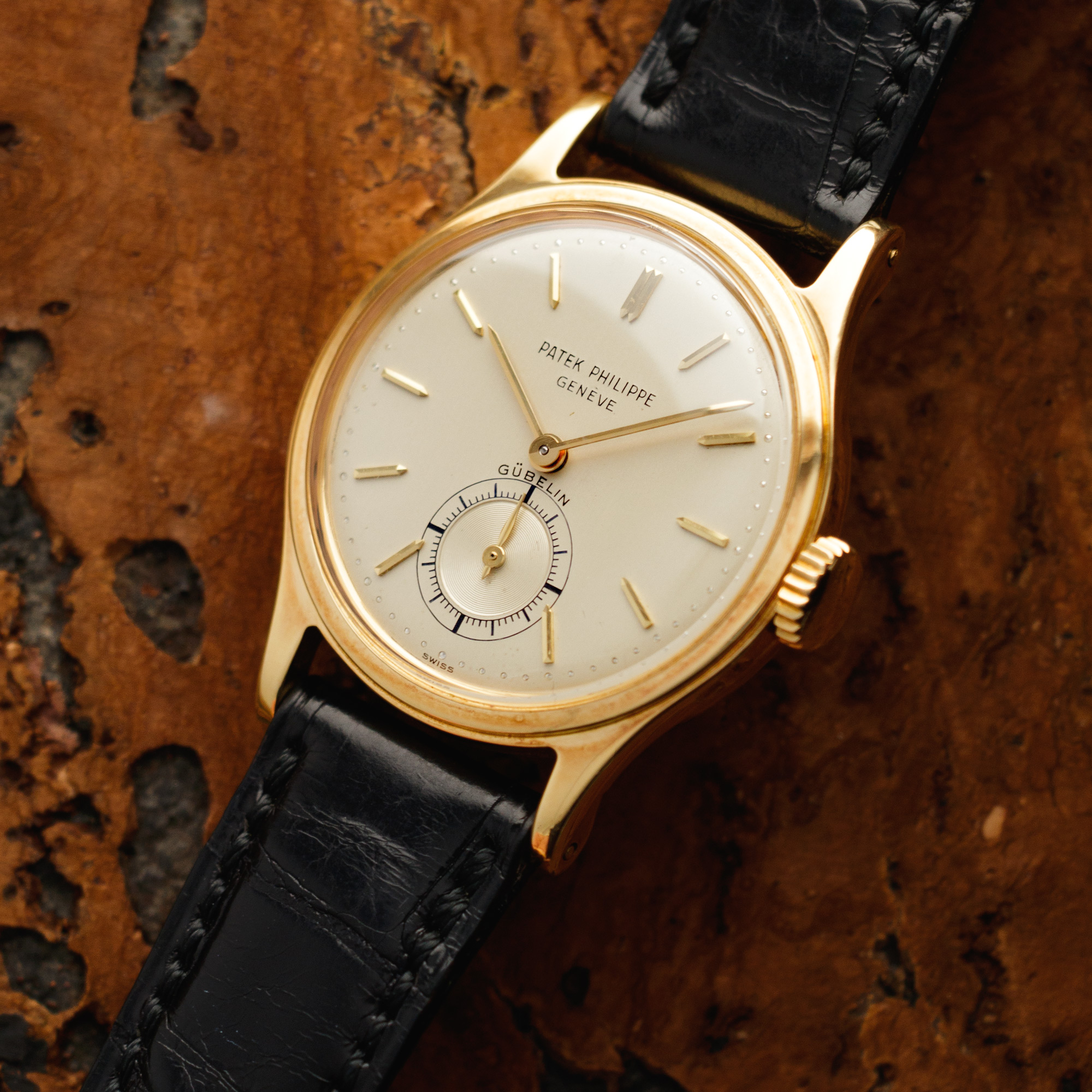 PATEK PHILIPPE YELLOW GOLD CALATRAVA REF. 2451, RETAILED BY GUBELIN ...